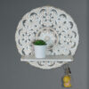 Wood-Carved Wall Shelf with Hooks — Vintage Floral Wall Decor