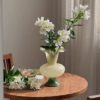 Vintage Ruffled Rim Glass Vase - Retro Green & Cream Flower Vase for Home Decor