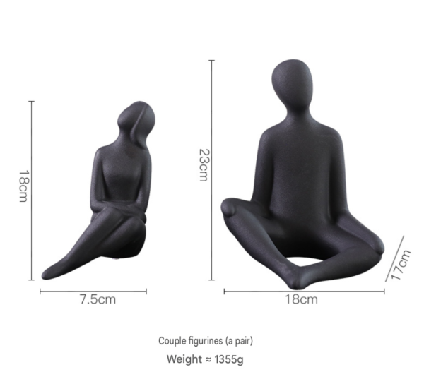 Couple Figurine Set – Black Ceramic Love Statue