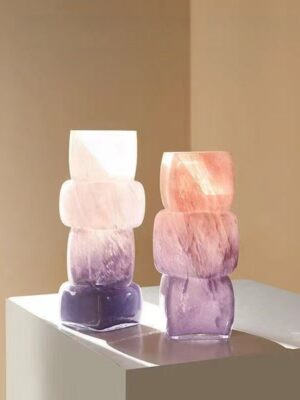 Stacked Gradient Glass Vase, Handmade Decorative Flower Vase