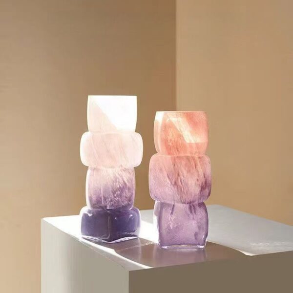 Stacked Gradient Glass Vase, Handmade Decorative Flower Vase