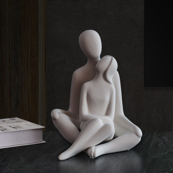 Couple Figurine Set – Black Ceramic Love Statue