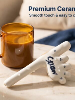 Ceramic Funny Coffee Mug with Paw Print Straw, Cute Ins Style Creative Drinking Cup Set, Handmade Novelty Gift for Women
