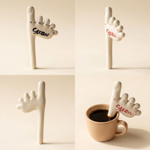 17 Ceramic Funny Coffee Mug with Paw Print Straw, Cute Ins Style Creative Drinking Cup Set, Handmade Novelty Gift for Women