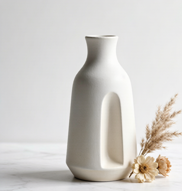 "Parisian Poise" – Modern French-Style Matte Ceramic Desktop Vase