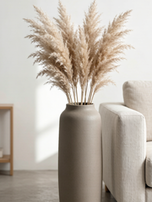 "Tall & Tactile" – European Matte Ceramic Floor Vase with Pampas Grass Styling