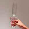 Pink Bow Champagne Flute - Ribbed and Smooth Stemware