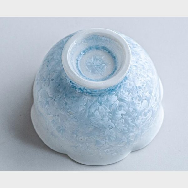 Crystal Glaze Flower Rim Tea Cup – Ice Blue Gongfu Cup