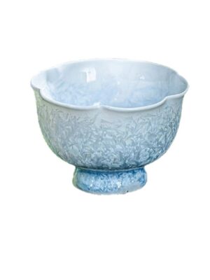 Crystal Glaze Flower Rim Tea Cup – Ice Blue Gongfu Cup