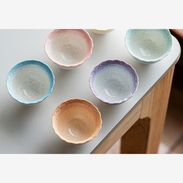 Crystal Glaze Flower Rim Tea Cup – Ice Blue Gongfu Cup
