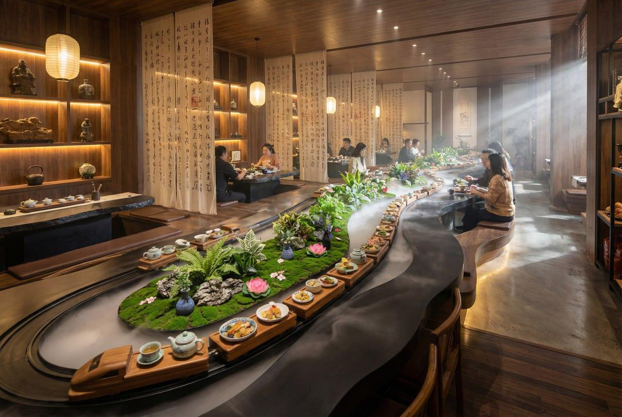Handcrafted New Chinese Style Flowing Water Table project photo