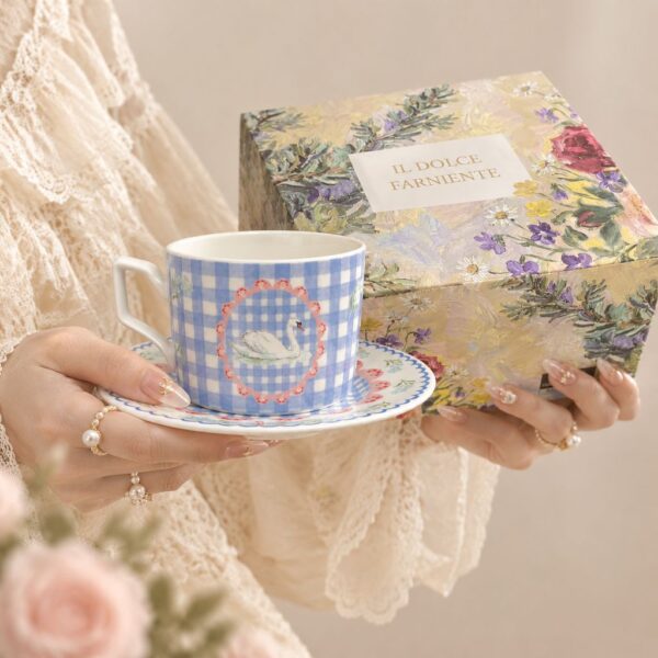 Floral Ceramic Cup and Saucer Gift Set