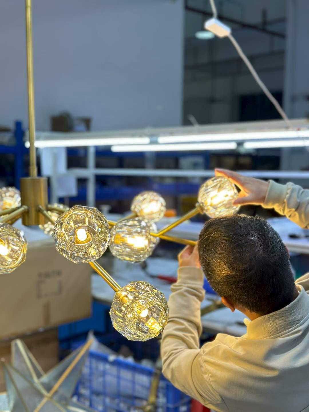 Gold Glass Globe Molecular Chandelier project photo