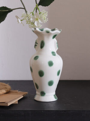 Chinese-Style Green Dot Ceramic Vase Collection – Vintage Floral Vessel