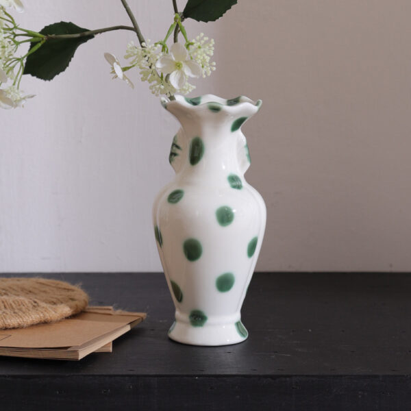 Chinese-Style Green Dot Ceramic Vase Collection – Vintage Floral Vessel