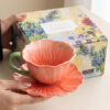 Floral Ceramic Cup and Saucer Gift Set