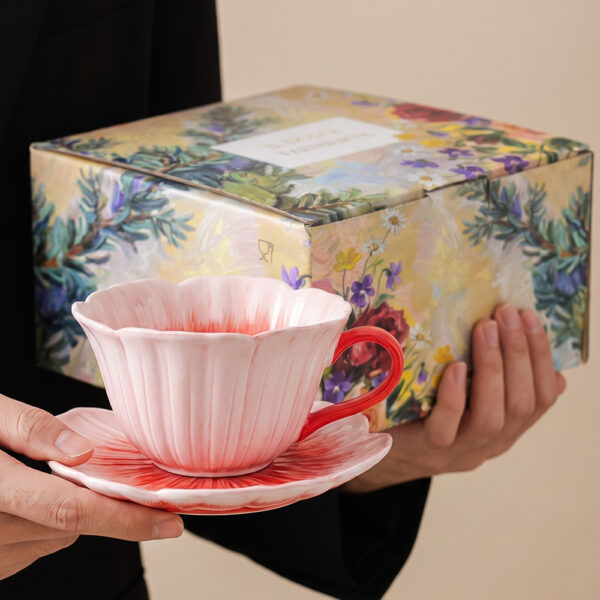 Floral Ceramic Cup and Saucer Gift Set