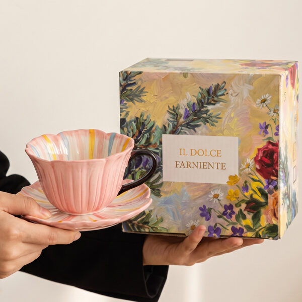 Floral Ceramic Cup and Saucer Gift Set