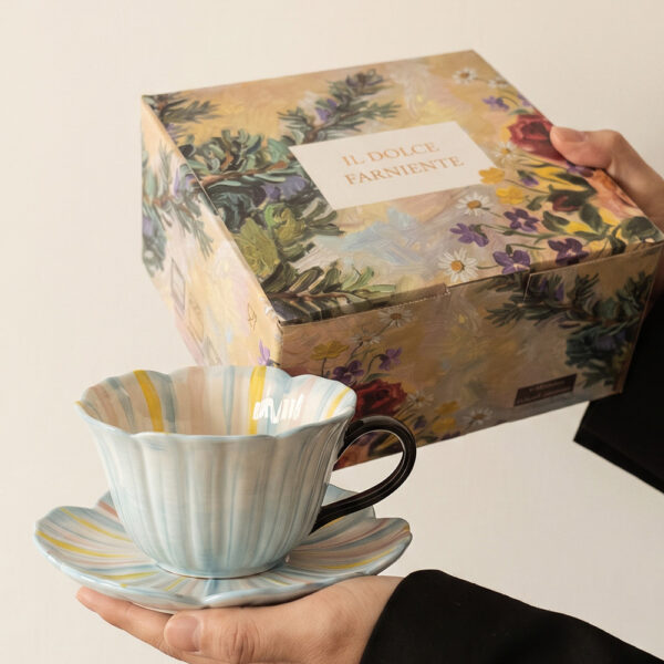 Floral Ceramic Cup and Saucer Gift Set