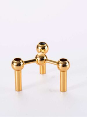 ch01-gold-single Stackable Ball-Joint Metal Candle Holder – Modular 3-Arm Candelabra