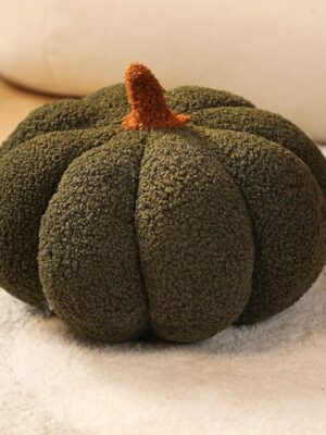 Ins-Style Pumpkin Shaped Plush Pillow – Teddy Fleece Decorative Cushion